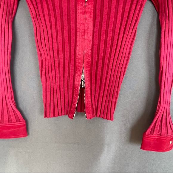 Vintage Wayne Rogers 70% silk and spandex long sleeve collared top with zipper - Picture 3 of 11